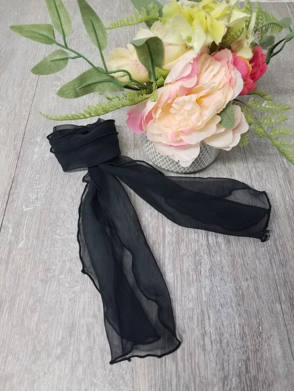 Sheer Black Vintage Scarf